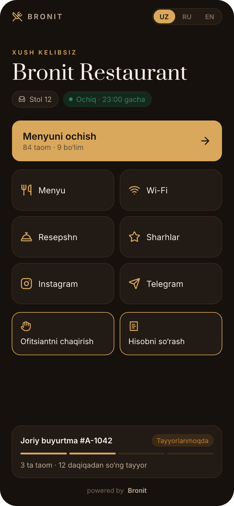 Scans the QR code, reads the menu and orders — with no app.